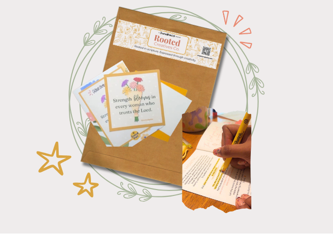 A brown cardboard shipping box with a printed shipping label and several attached mailer envelopes, shown on a light gray background with small decorative star and circular line graphics.